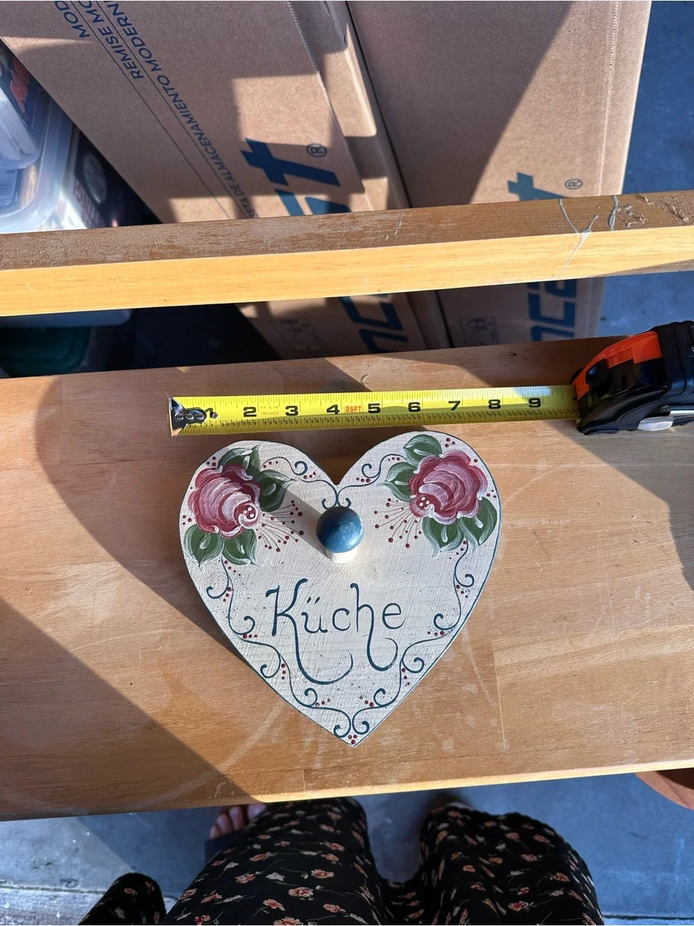 Hand-Painted Heart Wall Hook - 'Küche'